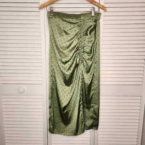 Zara Satin Effect Front Split with Ruching Skirt